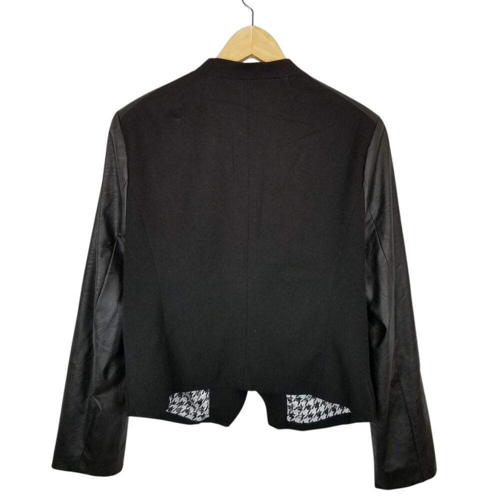 Black Rainn Women's Faux Vegan Leather Sleeve Black Blazer Jacket Size XL - Picture 2 of 7